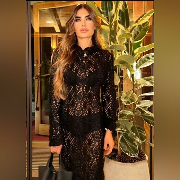 ZARA LIMITED EDITION LONG MAXI CROCHET DRESS - Picture 4 of 16